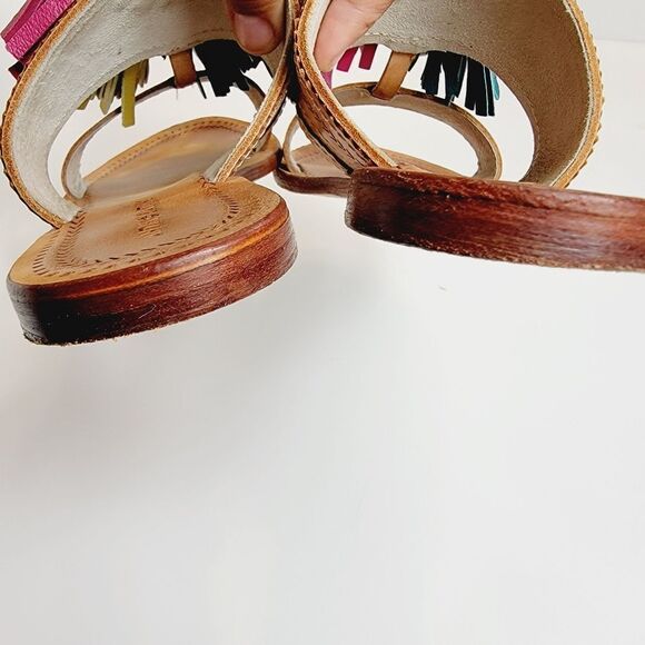 Antik Batik Youri Green Pink Yellow Tassled Sandals Size 39 Size 8.5 Bin2 - Picture 5 of 10